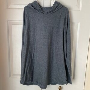 True Classic Mens XL Blue Gray Hooded T-Shirt Long Sleeve Lightweight Stretch